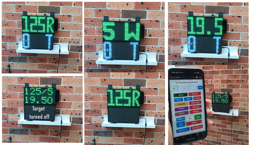 32cmx32cm Digital Cricket Scoreboard with Runs, Wickets, Overs, and Target display