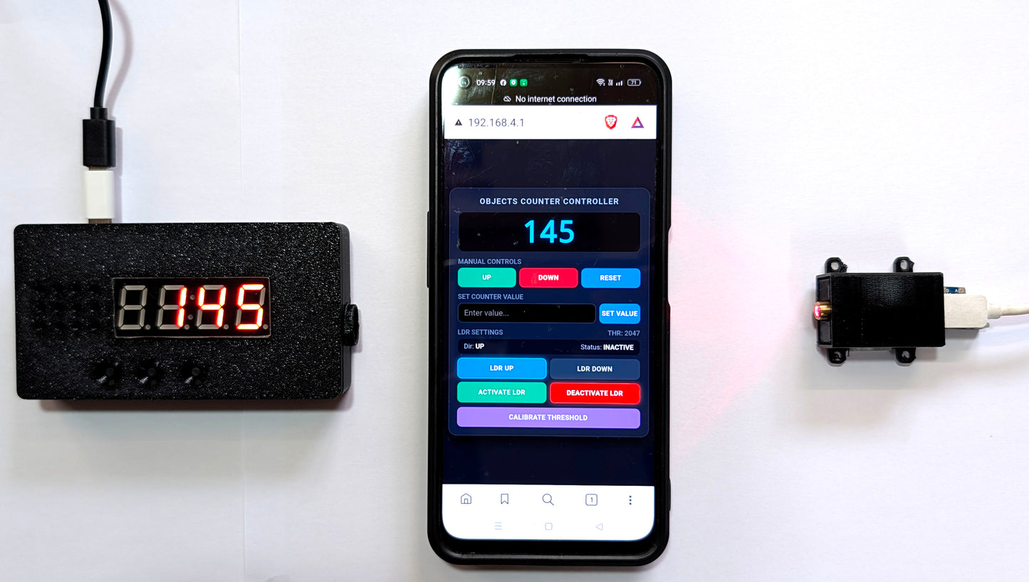 4 digits digital objects counter with Laser - WiFi ESP32C3 +TM1637