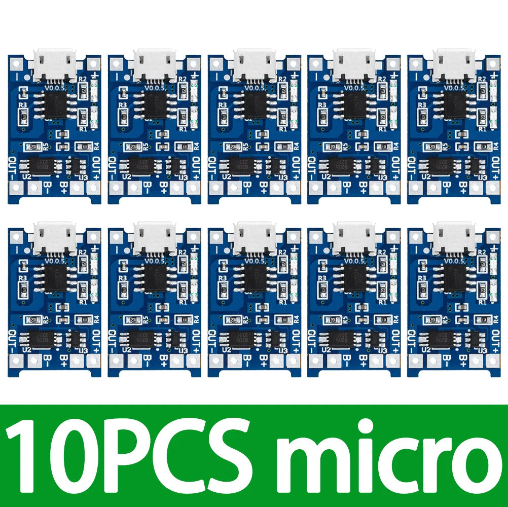 10 x  Type-C Micro Mini USB 5V 1A 18650 TP4056 Lithium Battery Charger Module