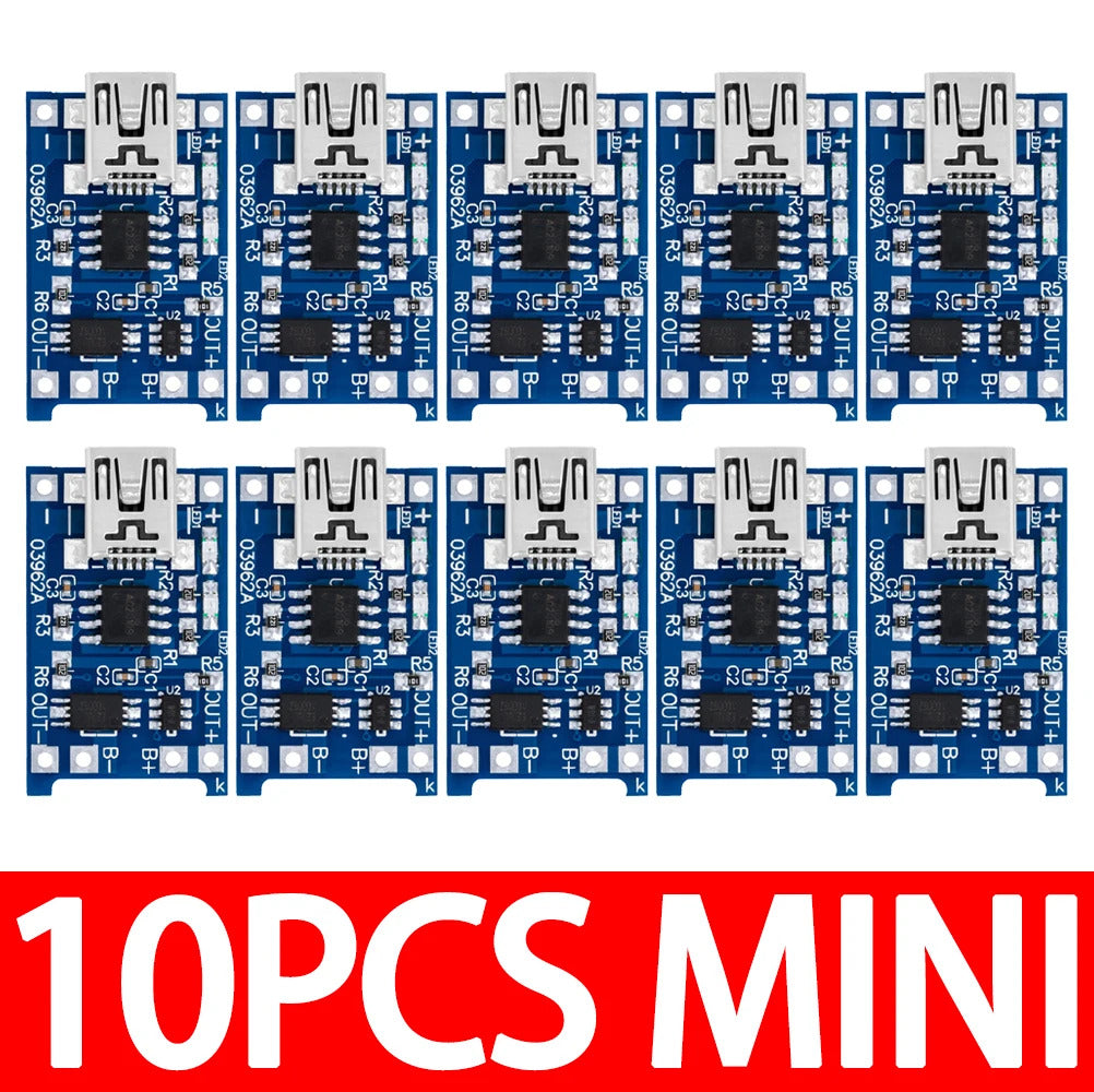 10 x  Type-C Micro Mini USB 5V 1A 18650 TP4056 Lithium Battery Charger Module