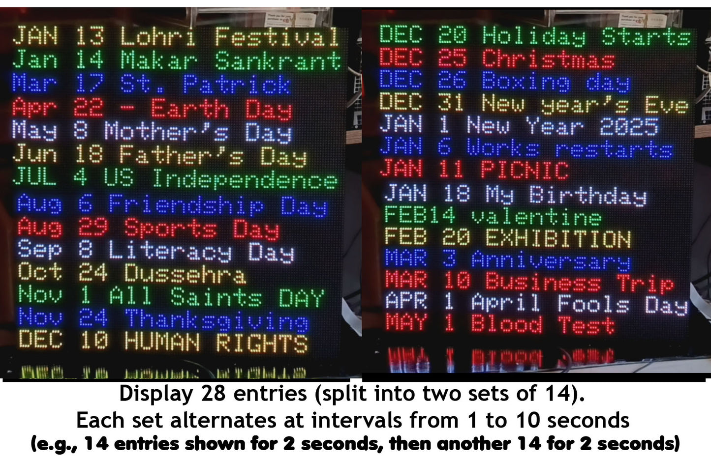 DIY ESP32-Powered RGB Digital Notice Board for Schools – Customizable Dates and Events Display