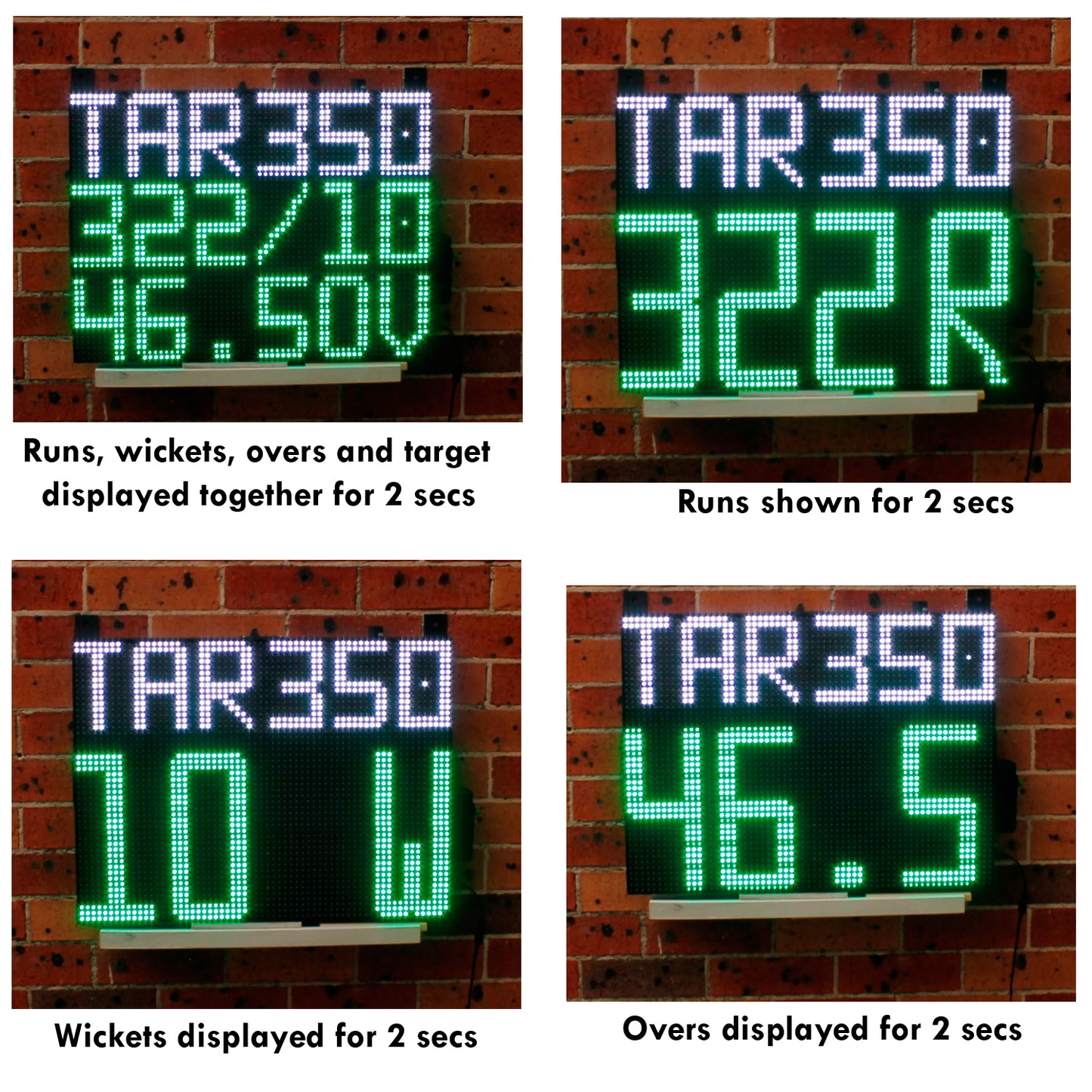 64cmx48cm Digital Cricket Scoreboard with Runs, Wickets, Overs and Target