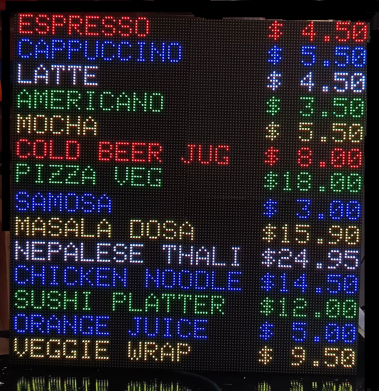 DIY ESP32-Powered RGB Matrix Digital Menu for Cafes and Restaurants – Display up to 14-28 Items