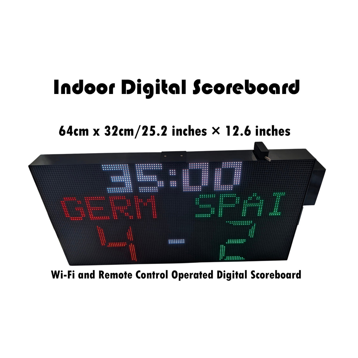 SIZE 4- Wi-Fi controlled Indoor digital scoreboard with 4 chained P5  64x32 pixels RGB LED matrix- 64 cm×32 cm /  25.2 inches×12.6 inches
